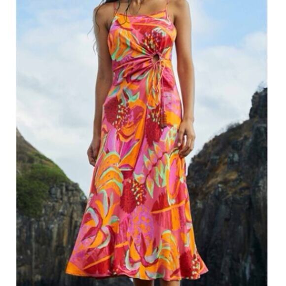 NEW Farm Rio Tropical Print Midi Maxi Dress Cutout Sleeveless Size Small $225 - Picture 2 of 16